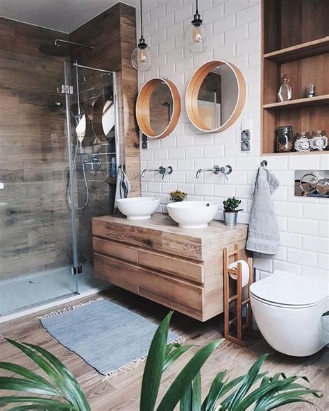 Also, take a look at our glass vessel vanities and see why we are considered an decorplanet.com has unique modern bathroom products that will make your bathroom spectacular. stained wood vanity // beachy boho bathroom // white tile ...