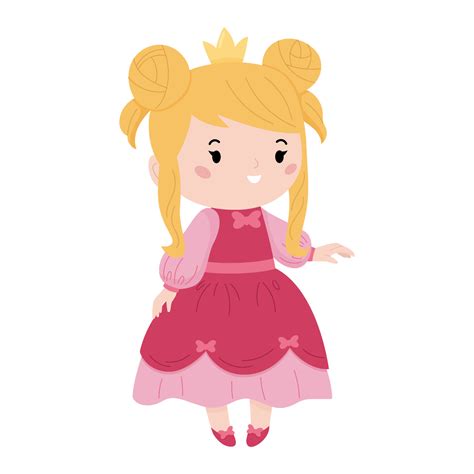 Beautiful Kawaii Princess On White Background Cartoon Characters For