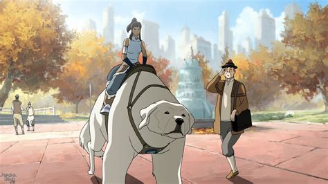 Republic City Avatar Characters Legend Of Korra Naga Riding Anime