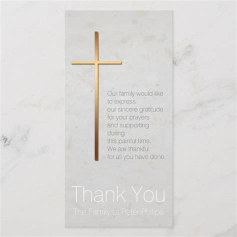 Golden Christian Cross Modern Sympathy Thank You