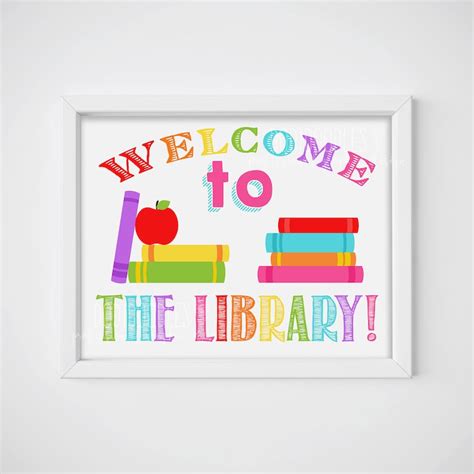 Printable Welcome To The Library Sign Welcome To The Library Etsy