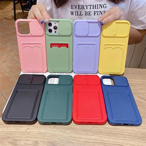 Capa De Silicone Líquido Cor Pastel Com Porta Cartão Para Iphone 12 Pro Max XS Max XR X 7 8 plus