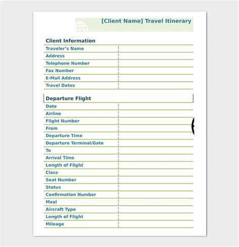 Business Travel Itinerary Template 23 Word Excel And Pdf