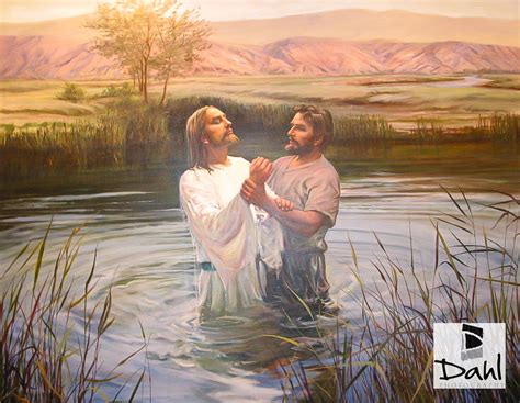 Painting Of Jesus Of Nazareth Being Baptized By John The Baptist My