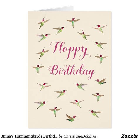 Annas Hummingbirds Birthday Card Custom Greeting Cards Birthday