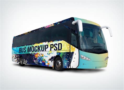 vehicle branding travel coach bus mockup psd good mockups