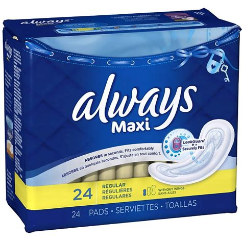 Always Maxi Regular Non Wings Unscented Pads 24 Ea Pack Of 3