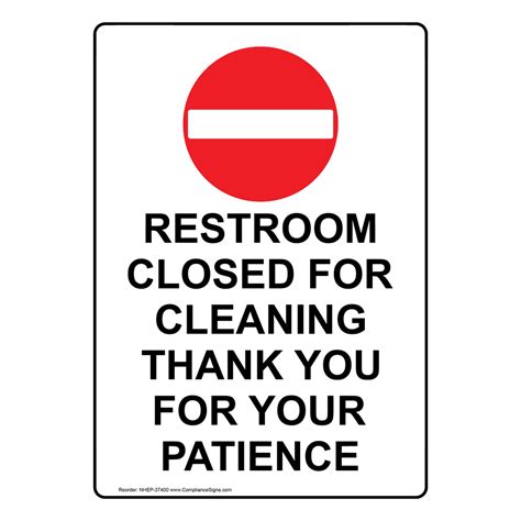 Restroom Closed For Cleaning Thank Sign With Symbol Nhe 37400