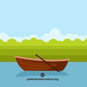 Wooden Boat On The Water Vector Image Boat Vector Wooden Boats Boat