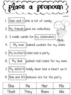 18 best images of personal pronoun worksheets 4th grade
