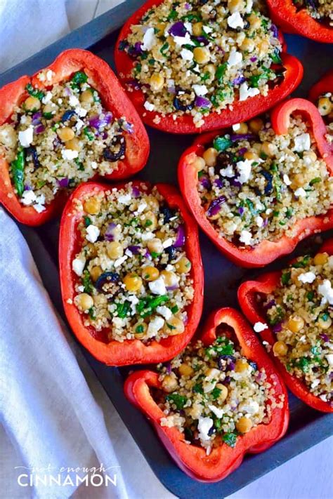 Greek Style Quinoa Stuffed Bell Peppers Not Enough Cinnamon