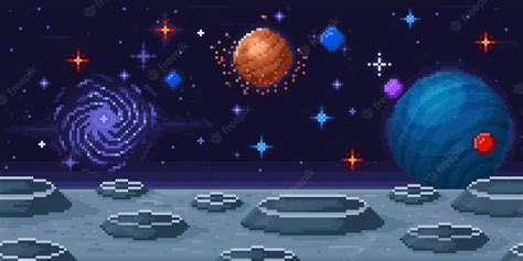 Premium Vector Pixel Art Planet Surface Space Arcade 8bit Videogame