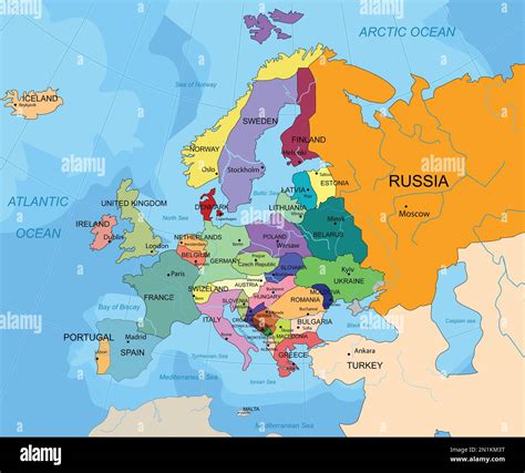 Political Map Of Western Europe Color Illustration Stock Photo Alamy