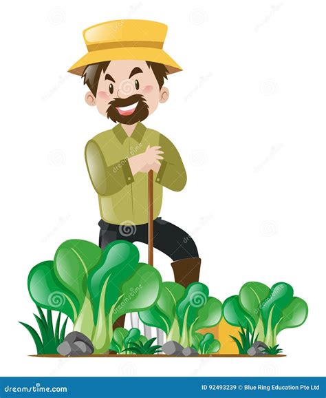 Farmer And Vegetable Garden Stock Vector Illustration Of Isolated