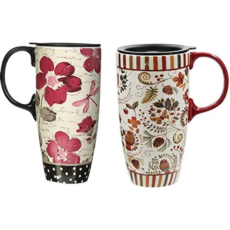 Topadorn 17 Oz Tall Ceramic Travel Mug Coffee Cup With Sealed Lid Set