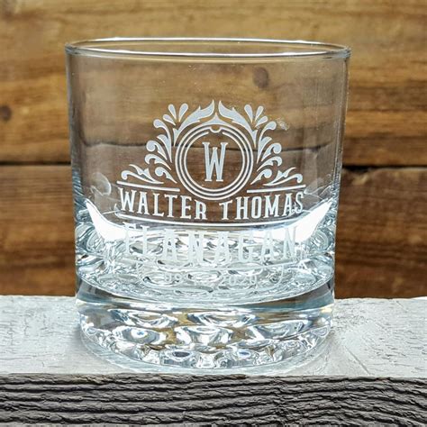 Personalized Rock Whiskey Glasses Vintage Logo Custom Text Etsy