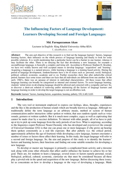 Pdf The Influencing Factors Of Language Development Learners