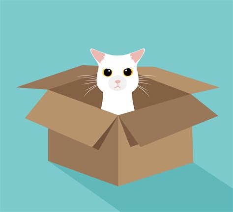 Cute White Cat In The Box 673171 Vector Art At Vecteezy
