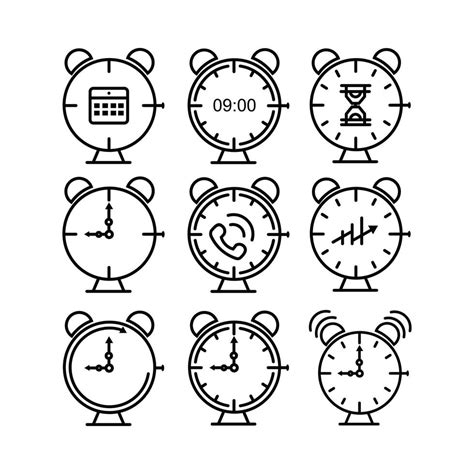 Time Clock Line Icons Alarm And Smartwatch Time 24 Hour Clock 5184802
