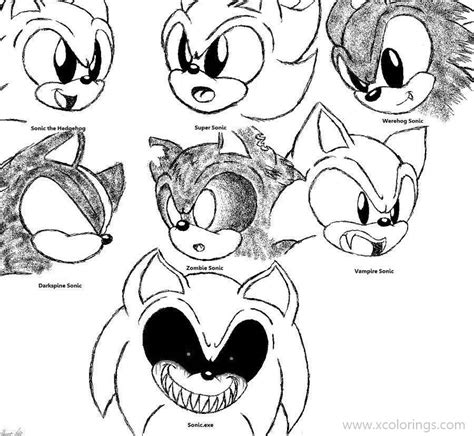 Sonic Exe Coloring Pages Forms of Sonic The Hedgehog - XColorings.com