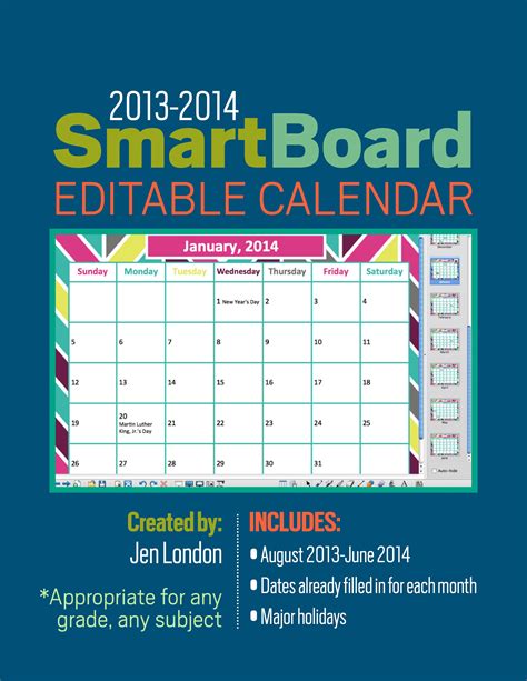 2013 2014 Smartboard Calendar Appropriate For Any Grades — Elementary