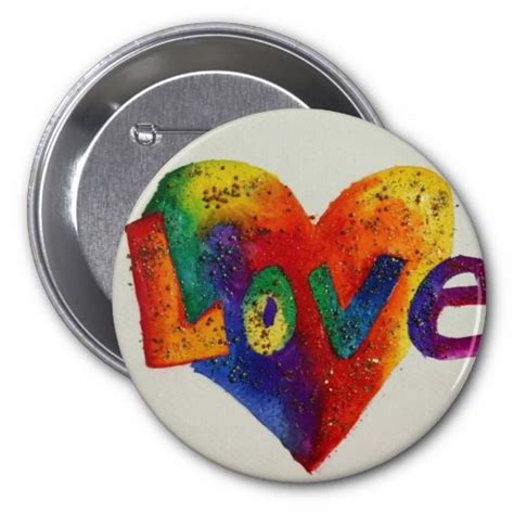 Rainbow Love Word Art Painting Button Or Pin Love Words