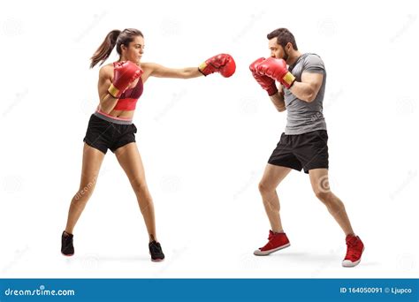 Young Man And Woman Boxing Stock Image Image Of Fist 164050091