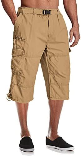 Magcomsen Mens Capri Pants Twill Elastic Below Knee Cargo Shorts With