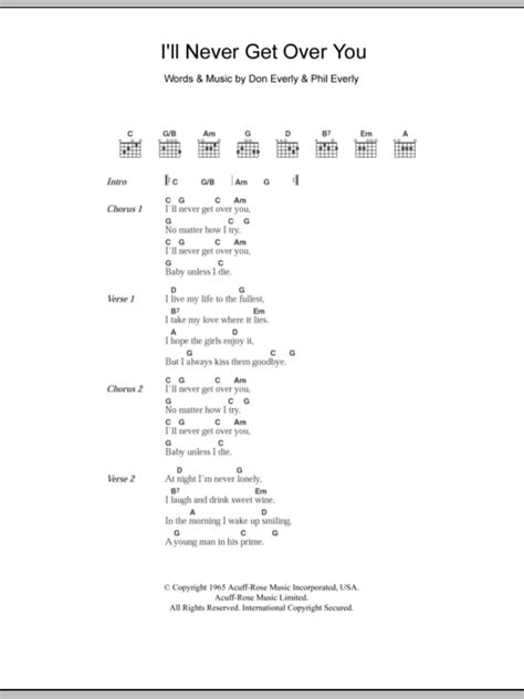 Ill Never Get Over You By Everly Brothers Guitar Chordslyrics Guitar Instructor