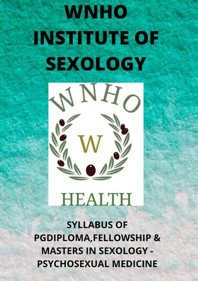 Online Certified Course On Sexology And Online Sexology Diploma In Psychosexual Medicine Wnho