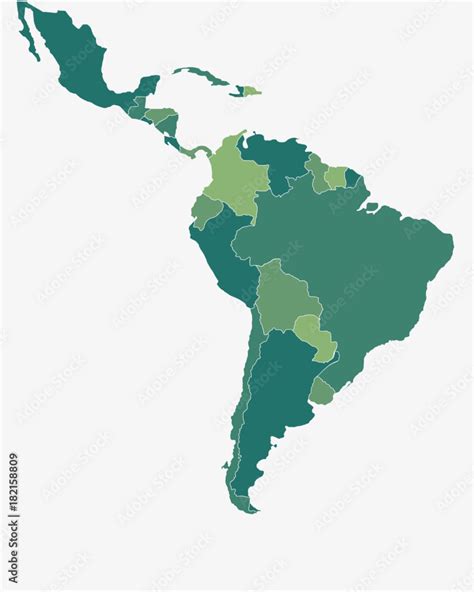 Latinsouth America Map High Detailed Isolated Vector Illustration