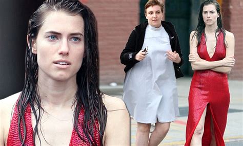 Allison Williams Sports Wet Hair While Filming Girls With Co Star Lena