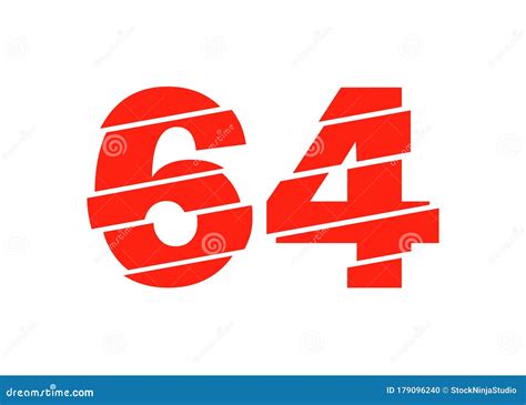 Modern Red 64 Number Design Vector Illustration Numeral Vector Trendy