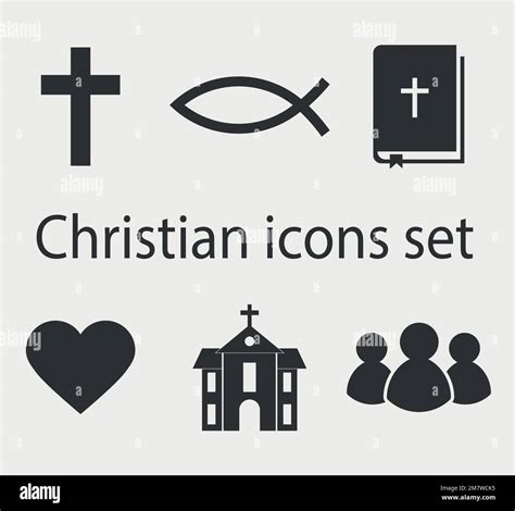 Modern Christian Icons Set Christian Sign And Symbol Collection