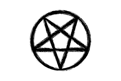 Pentagram Pentacle Wicca Star Black Brush Style Hand Drawn Tattoo