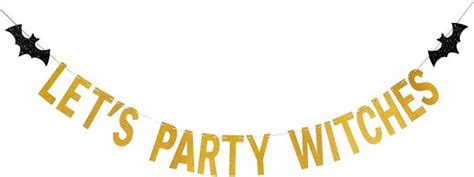 Gold Glitter Lets Party Witches Banner Halloween Witch Banner Witches