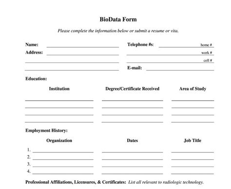 sample resume fill  form   blank resume forms