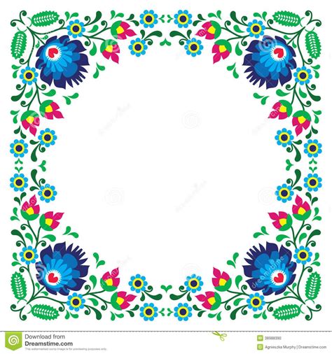 Page 1 of free vector floral pattern. Polish floral folk embroidery frame pattern | Déco ...