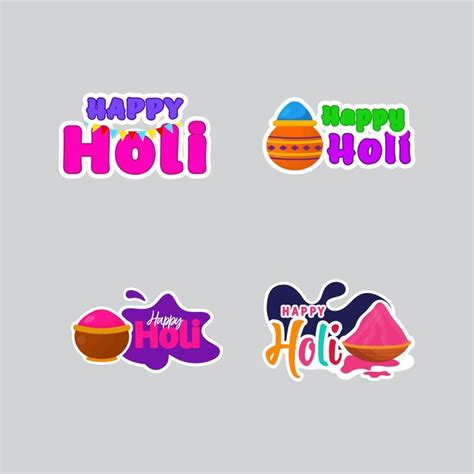 Premium Vector Holi Festival Sticker Collection On Gray Background