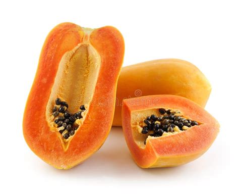 Fresh Ripe Papaya Slice On White Background Stock Image Image Of