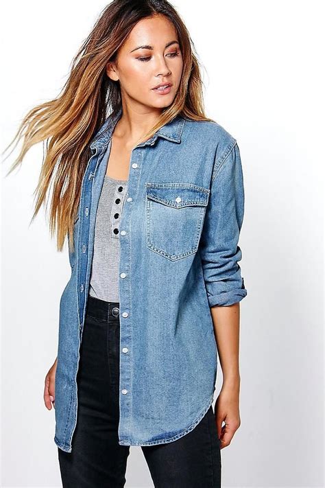Oversized Denim Shirt Oversized Denim Shirt Denim Shirt Outfit Casual Fall Outfits