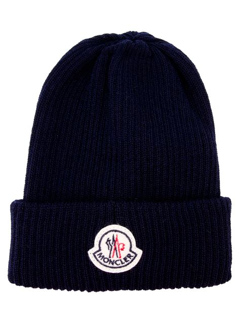 Moncler Ribbed Beanie Hat In Blue For Men Navy Lyst
