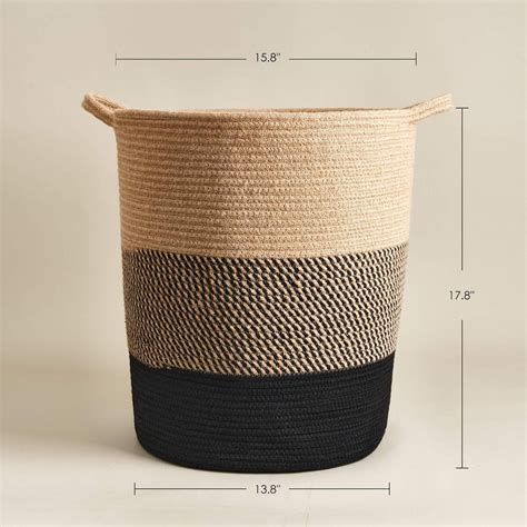 Large Woven Jute Rope Laundry Basket Natural Brown Storage Etsy