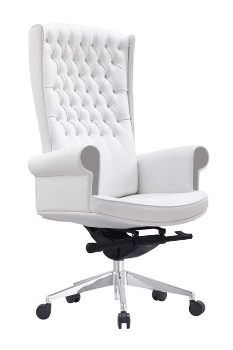 White High Back Office Chair Wooden Cabinets Vintage