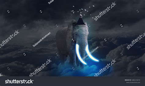 3d Glowing Ivory Elephant Background 3d Ilustrações Stock 1685216572