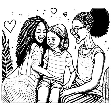 Multiracial Friends Coloring Page Laughing · Creative Fabrica