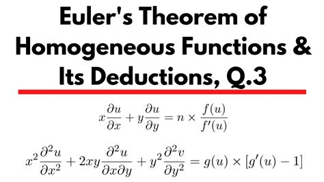 How To Apply Eulers Theorem Of Homogeneous Functions And Its
