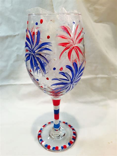 Fourth of July Hand Painted Wine Glass by KyGirlShop on Etsy https