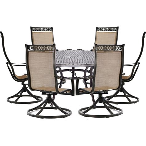 Hanover Manor 7 Piece Aluminum Outdoor Dining Set With 6 Sling Swivel
