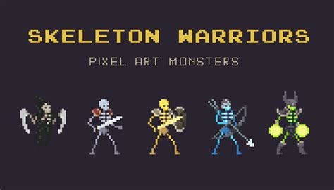 Skeleton Warriors Pixel Art Monster Asset Gamedev Market